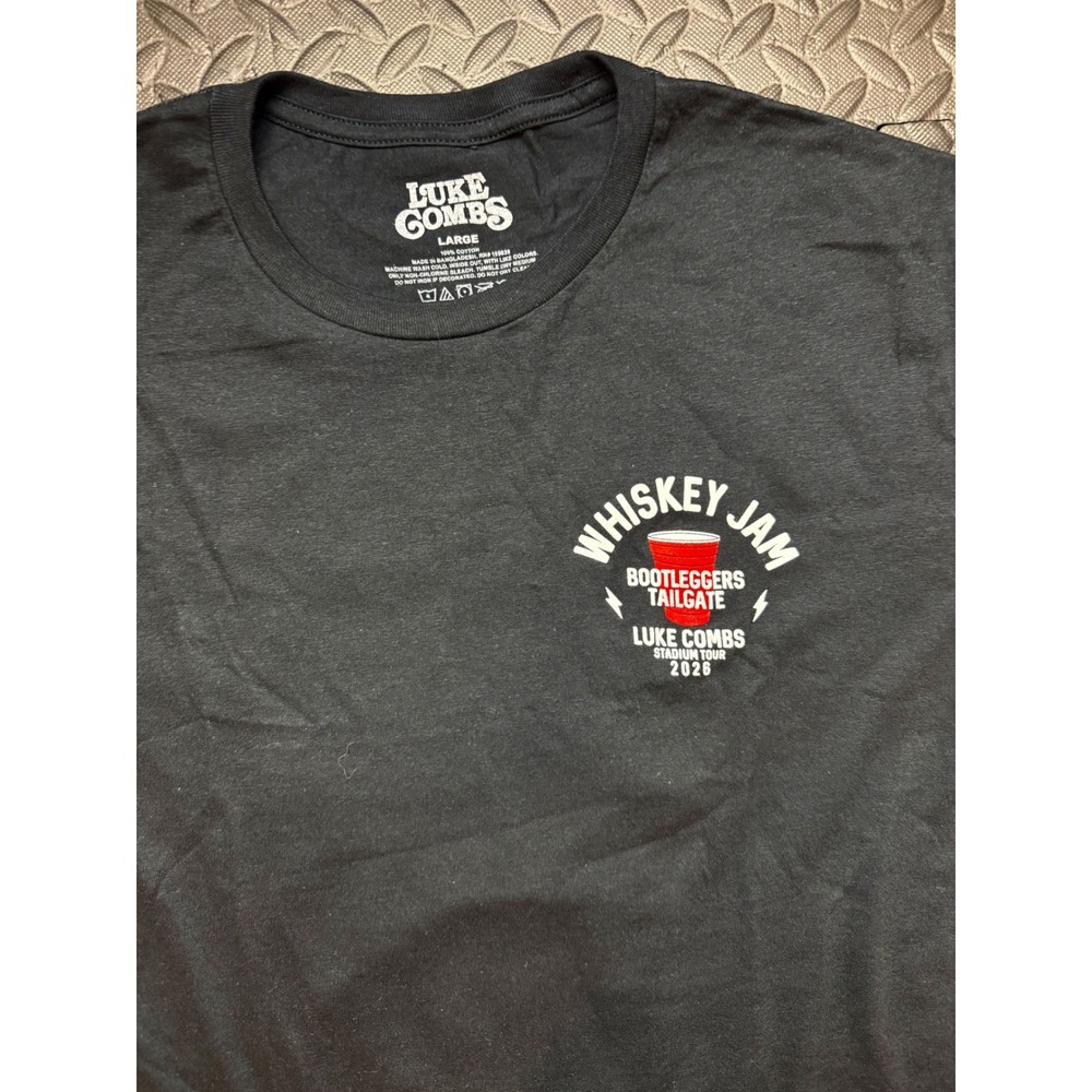 Luke Combs Whiskey Jam Bootleggers Tailgate 2026 Stadium Tour T-Shirt Black L - Picture 3 of 8
